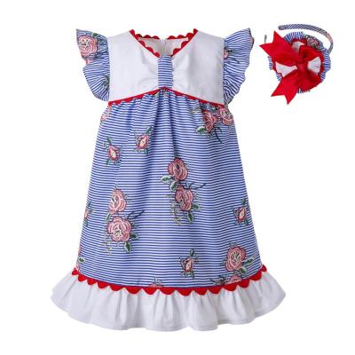 China Breathable Cute Pettigirl Baby Dresses Purple Dress With Flower Kids Summer Clothes for sale