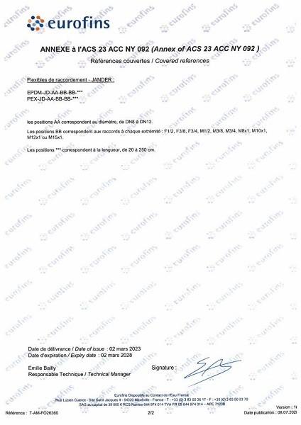 Certificate of Sanitary Conformity - MAASU CO., LTD