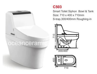 China One Piece 710 X 400 X 710mm Smart Toilet Wall Hung Standing Intelligent Toilet Seat for sale