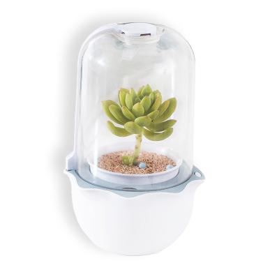 China Grow New Product Amazon Relay Automatic Plastic Fan Pot Indoor Flower Growing System With LED Succulent Planting Pot for sale