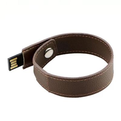 China Leather Flash 3.0 Flash Memory Stick 2.0 Wristband Leather Strap With Logo Pendrive Promotion Gift Customized for sale