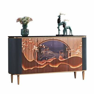 China Modern design environment-friendly light cabinet series furniture room luxury rock slab dining buffet modern simple living room wine cabinet for sale