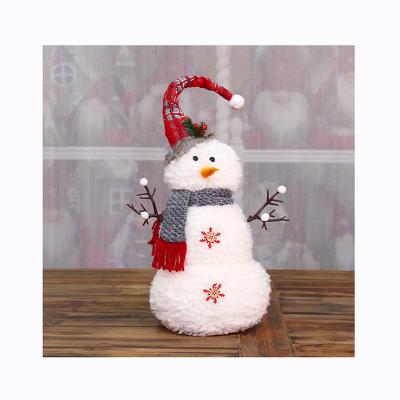 China Leg Not Christmas Hooded House Small Snowman Wholesale Price Plush Scene Decoration Layout Christmas Doll Ornaments for sale