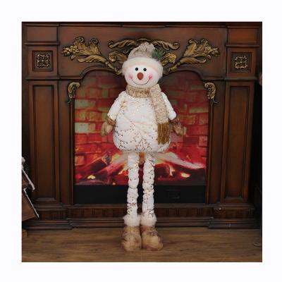 China Cute Plush Snowman Christmas Doll Ornament Hotel Leg Mall Window Stage Stretch Decoration for sale