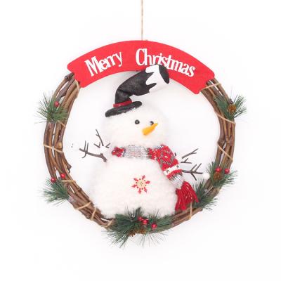 China Christmas Decorations Christmas Decorations 35CM Santa Claus Dolls Decorated Rattan Wreaths Christmas Trees Decorated Window Hanging Props for sale