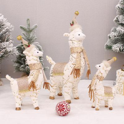 China Cream White Christmas Decorations Plush Alpaca Stock Number Dolls As Stuffed Christmas Pyrar Toys Christmas Children's Gifts for sale