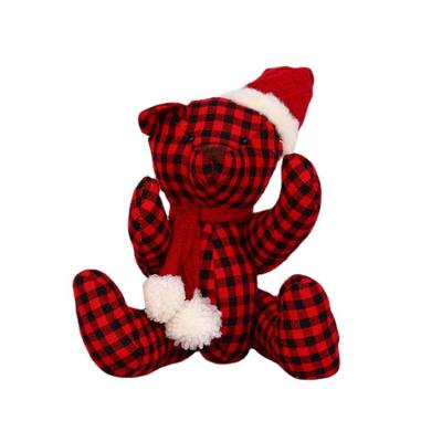 China Christmas Decorations Wholesale Cute Sitting Doll Kids Stock Number Holiday Decorations Tartan Art Bear Gifts for sale