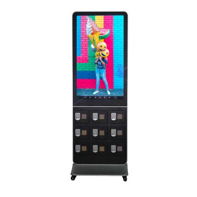 China 43 Inch Indoor Indoor Floor Standing Cell Phone Mobile Charging Station With Advertising Screen for sale