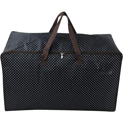 China Eco Friendly Good Quality Reusable Foldable Laminated Large PP Woven Clothing Storage Bag With Zipper for sale