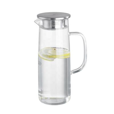 China Sustainable Sale Borosilicate Glass Hot Water Jug With Stainless Steel Lid for sale