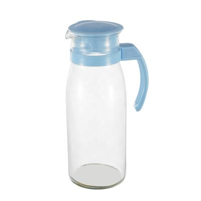 China 2019 Hot Selling Factory Sustainable Hand Blown Glass Water Pitcher Carafe With Lid for sale