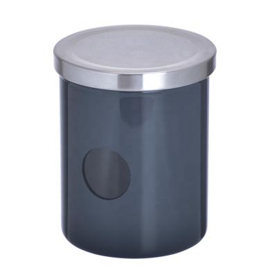 China Minimalist Unbreakable Cylinder Glass Storage Jar With Stainless Steel Lid for sale