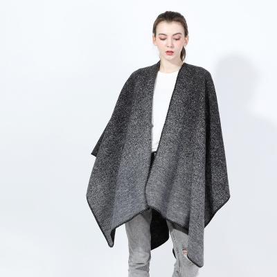 China Keep Warm 2022 Wholesale Women Winter Jacquard Shawl Blanket European American Wrap Shawl Cape Fashion Solid Color for sale