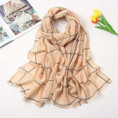 China European And American Autumn And Winter Street Cotton And Striped Plaid Canvas Scarf New Arrival Plaid Border Cotton In Running Wholesale Bs369 for sale