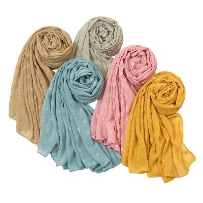 China Fashionable New Puchang 2022 Hair Ball Chiffon Scarf Solid Color Solid Color Scarf Yw156 for sale