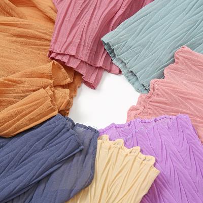 China Puchang New Arrival Pearl Chiffon Leaves Scarf Border Fashion Crumpled Malaysia Scarf Yw90 for sale