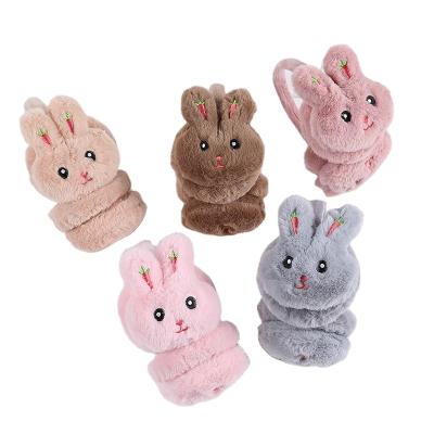 China 2022 Autumn Winter Warm Children's Outdoor Baby Earmuffs Plush Earmuffs Unisex Cute Rabbit Cartoon for sale