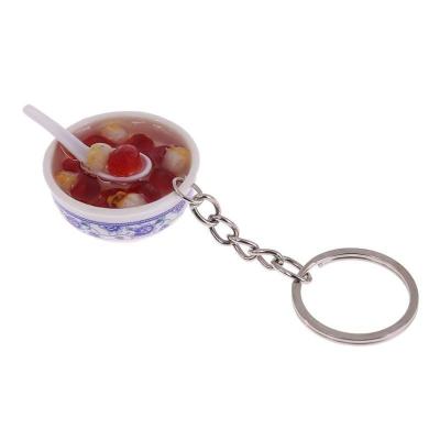 China Chinese soft food PVC keychain accessories Chinese rice dumplings noodles roast meat metal ring keychains for sale