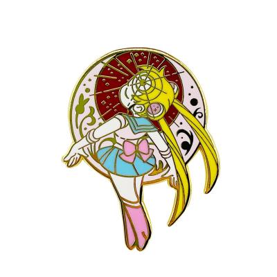 China High Quality Stocked Japan Anime Sailor Moon Super Girls Hard Enamel Lapel Pins for sale