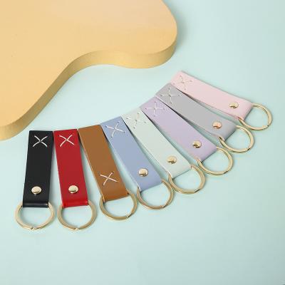 China PU Leather Custom Square Leather Key Chain Sublimation for sale