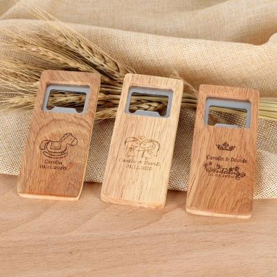 China Sustainable High Quality In Stock Wooden Beer Custom Personalized Logo Bottle Opener for sale