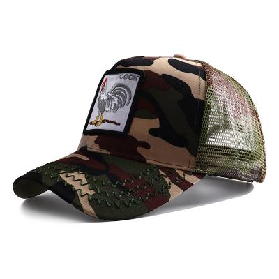 China Wholesale Custom Made High Quality Camouflage Embroidered Trucker COMMON Mesh Cap Rooster Applique Baseball Hat Animal Gorras for sale