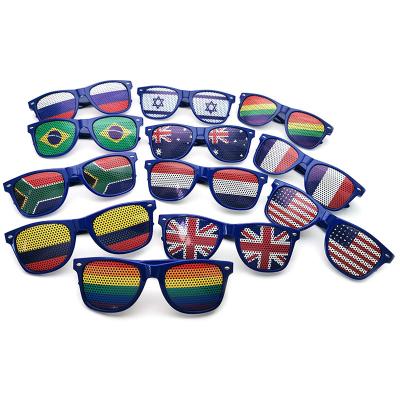 China Fashion sunglasses wholesale party pinhole sticker flag sunglasses for sale