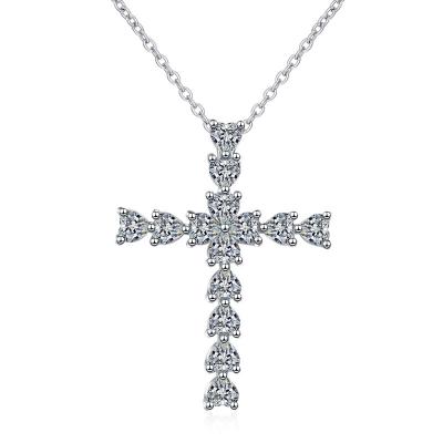 China Hot Selling Women Crucifix Jewelry Cross Chain Religious Unique Zirconia Gift Cross Brass Necklace for sale