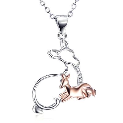 China Women's Charm Necklace 925 Sterling Silver Animal Deer Pendant Fashion Luxury Gift Necklace Mothers Day for sale