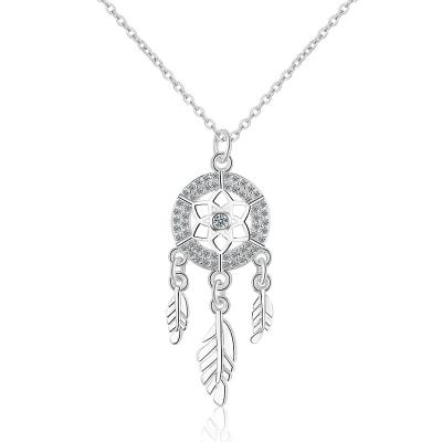 China Fashion Dreamcatcher Feather Jewelry Charm Popular Copper Women Pendant Necklace for sale