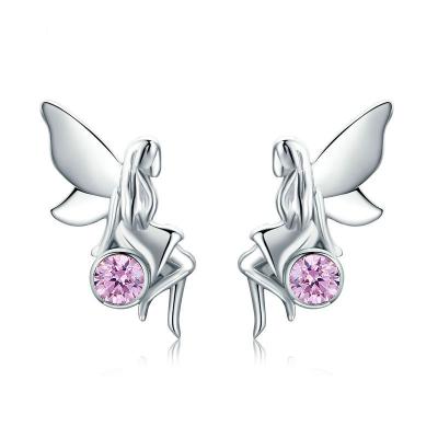 China Vintage Luxury Fairy Flower Zircon Earrings 925 Sterling Silver Earring Stud For Women for sale