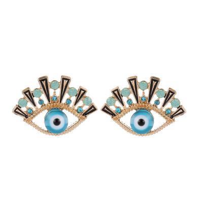 China Vintage New Arrival Blue Eye Rhinestone Earring Studs Crystal Alloy Stud Earrings for sale