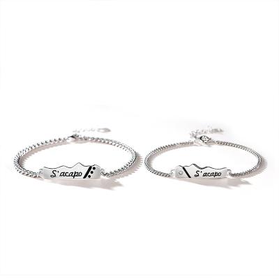 China Other Latest Romantic Gift Couples Women Adjustable Men 925 Sterling Silver Bangle for sale