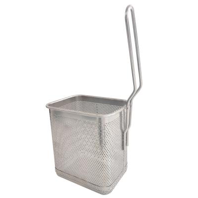 China Commercial Deep Slant Handle Stainless Steel Strainer Spaghetti Pasta Noodle Basket with Fine Mesh for Pasta Cooker for sale