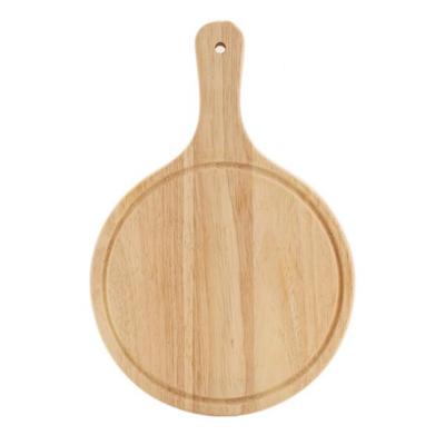 China 10 Inch Sustainable Bread Serving Rubber Wood Panel Round Wooden Tray Pizza Cutting Board Pizza Board for sale