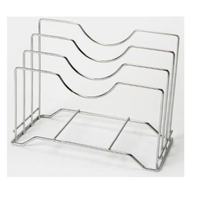 China Sustainable Stainless Steel Wire Chopper Rack Cutting Board Holder Kitchen Organizer with 3 Section for sale