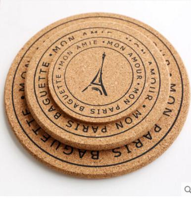 China Eco Table Placemat Decor Cork Coaster with silkscreen printed logo for sale