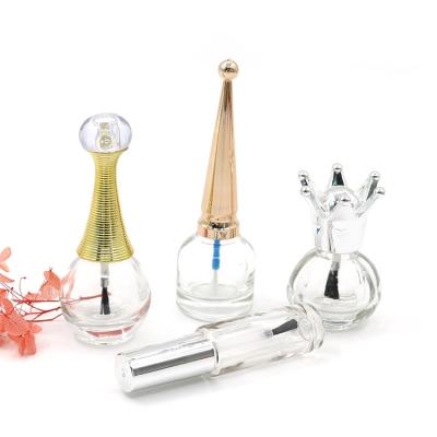 China Professional Daily Life Making Mini Fancy Nail Polish Glass Clear Custom Empty Bottle With Brush for sale