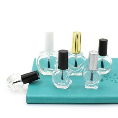 China Wholesale Daily Life Luxury Empty Clear Mini Nail Polish Glass Nail Polish Bottle With Black Brush Lids for sale