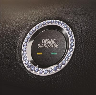 China Diamond Bling Car Decor Crystal Car Bling Ring Emblem Sticker Bling Car Accessories For Auto Start Engine Ignition Button Key for sale