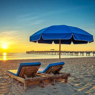 China Beach Umbrella Large size 7.5ft wooden pole beach umbrella windproof UV 50+ yellow red green black stripes patio umbrella fringe with air vent for sale