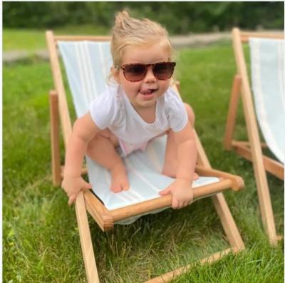 China Easy Folding/carrying 2022 Wholesale Mini Fringe Beech Wood Single Chair Stripe Broad Kids Size Beach Chair Natural Color With Pillow for sale