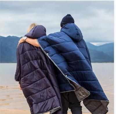 China Mummy 2022 New arrival quilted sleeping bag hooded cloak winter warm wearable hollow cotton filling sleeping bag with storage bag for sale