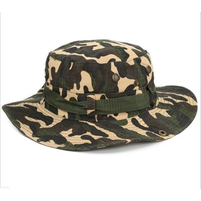 China Outdoor Military Custom Bucket Hat Camouflage Hat Factory Men's and Women's Striped Single Sun Bucket Fishing Hat for sale