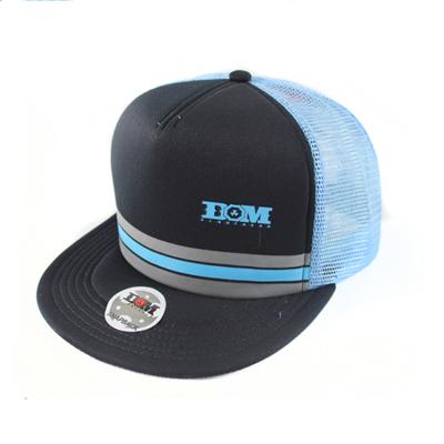 China COMMON Wholesale Custom High Quality Simple Profile 5 Panel Mid Printing Logo Flat Bill Foam Mesh Trucker Hats Cap for sale