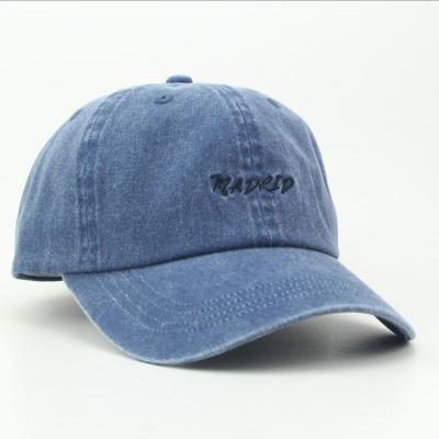 China Logo Men's Blank Hats Blank Outdoor Sports Fashion Denim Vintage Denim Blue Custom Baseball Cap for sale