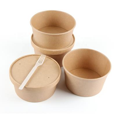 China Recycled Materials 500ml-1300ml Packaging Paper Box Environmentally Friendly Degradable Takeout Salad Bowl for sale