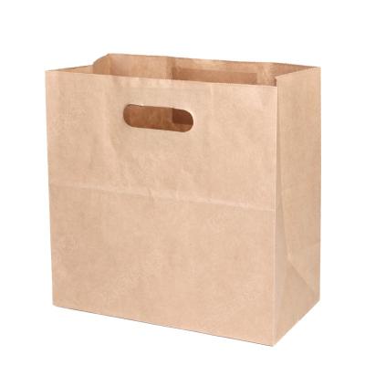 China Customized Recyclable Take Away Food Bag Fashion Shopping Bag Brown Kraft Paper Bags for sale