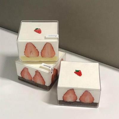 China Hot Selling Recyclable Plastic Cake Box Cake Cookie Mousse Box Food Baking Packaging for sale