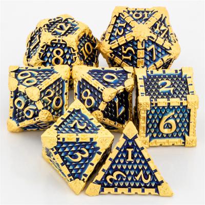 China Dnd Dies DND Solid Metal Dragon Scale Dice for Mtg Custom Metal Dice Set with D20 D&D for Dungeons and Dragons RPG Dice for sale